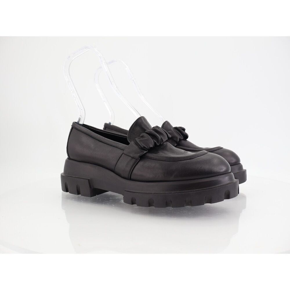 AGL Celeste Chunky Sure Loafers Black Leather Lug Sole Size 39.5 EU 9.5 US